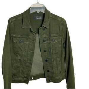 Articles Of Society‎ Small Jean Trucker Jacket Olive Army Green Distressed